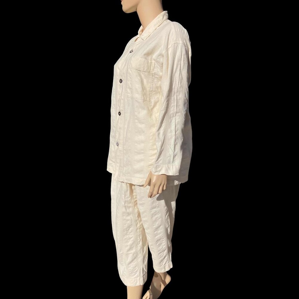 ISSEY MIYAKE Vintage Men's Unisex Pants Jacket Pajama Set Cream Ivory Size M L